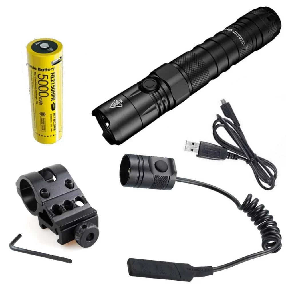 Nitecore and Switch Lumens Version Flashlight New Cord, USB RSW3 1200 Offset P12 - LED w/NL2150HPR Mount Pressure Battery,