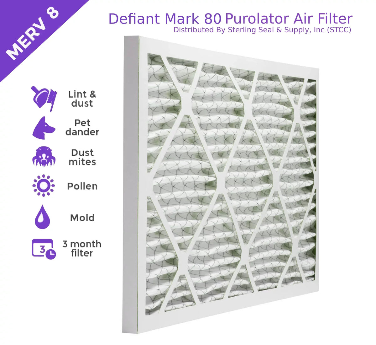 Pleated DMK80 12x24x1, Surface Pack) MERV Air 8, (6 Extended Mechanical Filter, Purolator