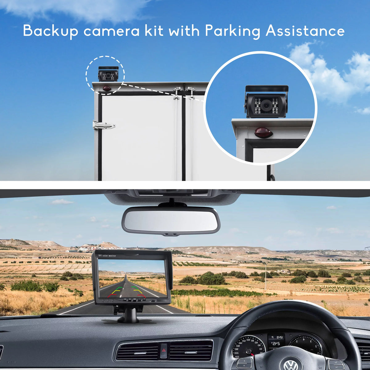 Car Cars Vehicles Camera Backup Kit, Camera IR Van Trucks with Night Vision Toguard Reversing 7'' Large for