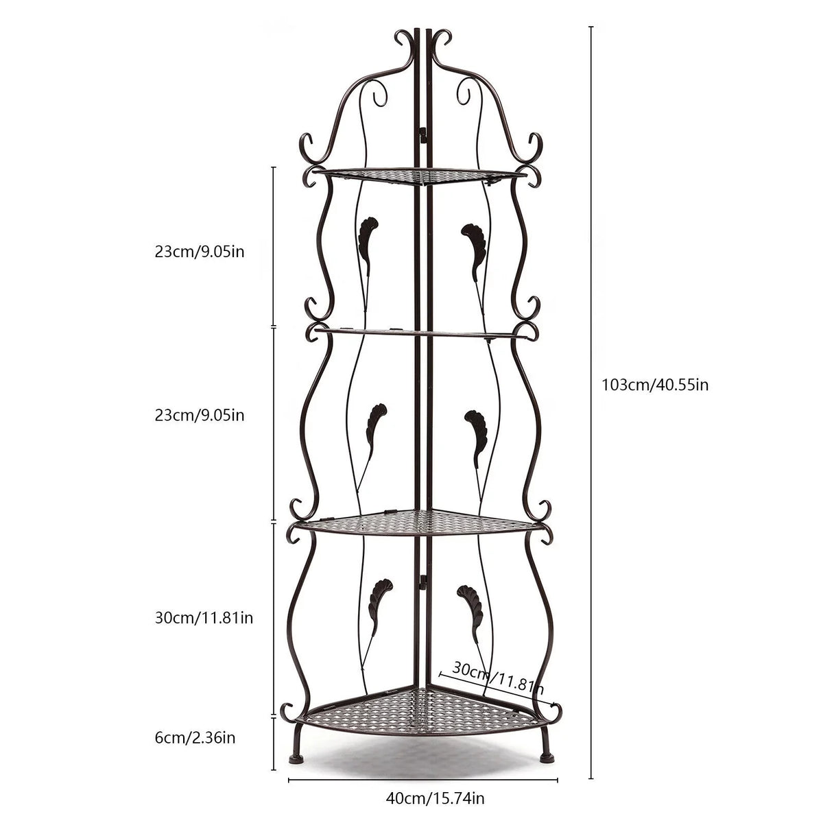4-Tier Corner Rack Folding Shelf Pot Plant Storage Balcony Stand Flower