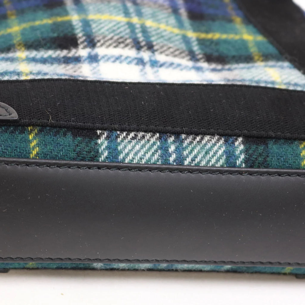 Navy Small Balenciaga Men's Pre-Owned Cabas Women's Green Plaid (Fair) Handbag