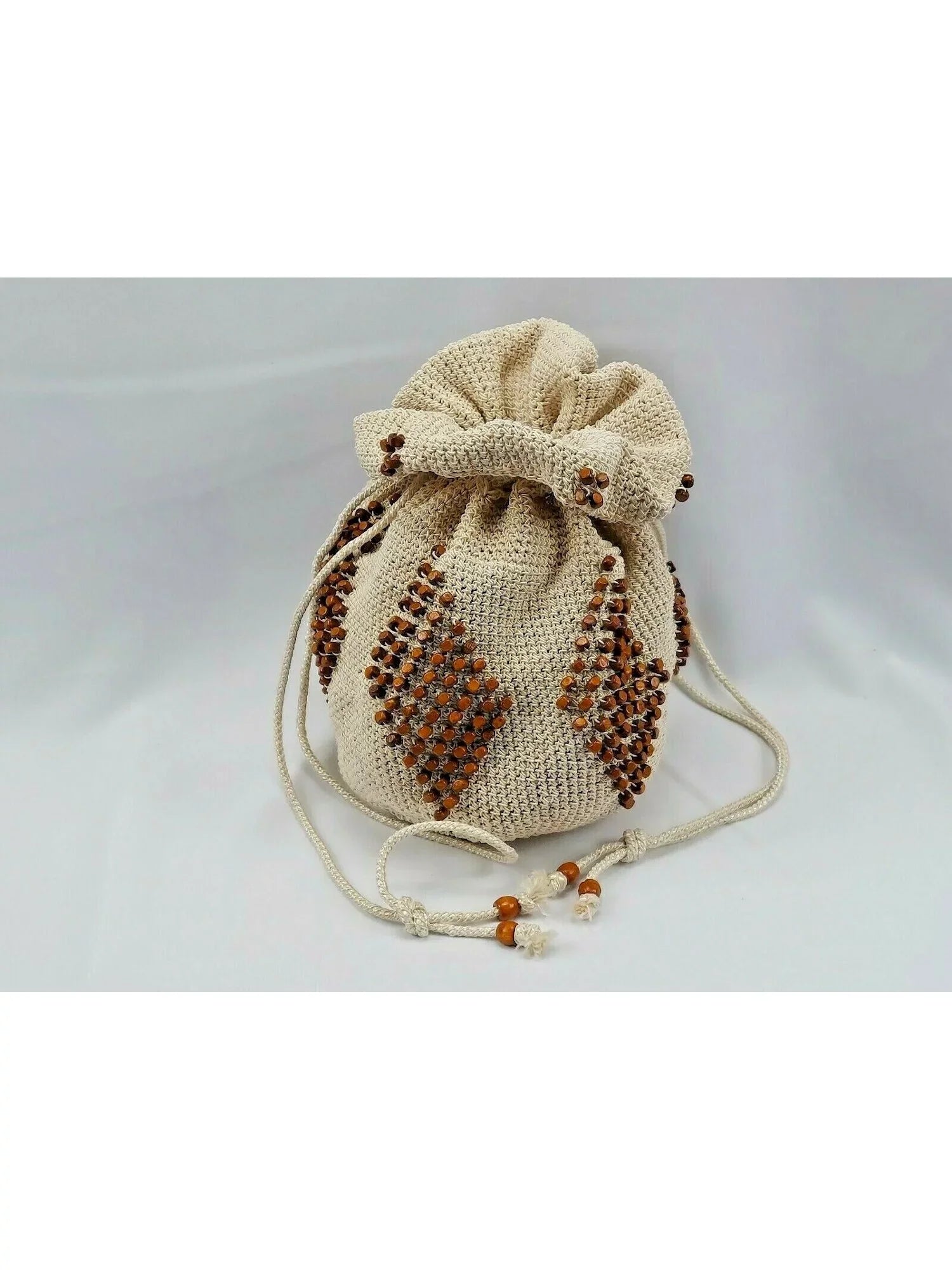 Embellished Shoulder Bag Crochet Adjustable Beige Emily Levine Women's Strap