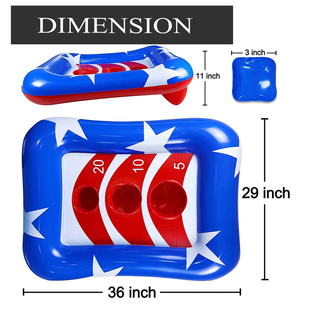 Toss Pool Game Toys Flag Inflatable Outdoor Ring Toss Cornhole Set American Pool Games,