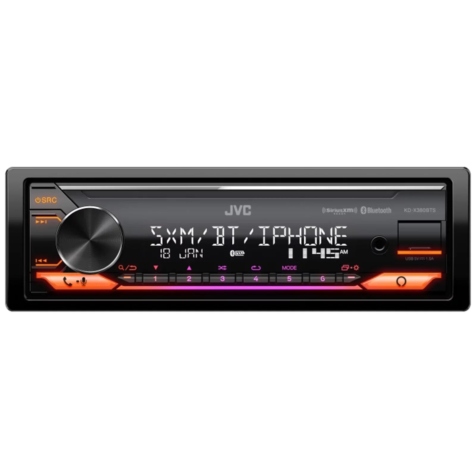USB FLHX Ready Audio Receiver, Single AUX AM/FM Enrock Install Adapters, Dash DIN Harley Bluetooth Kit Alexa FLHTC LED 6.5" JVC Amazon Speakers SiriusXM 2x Radio Car Stereo KD-X380BTS with