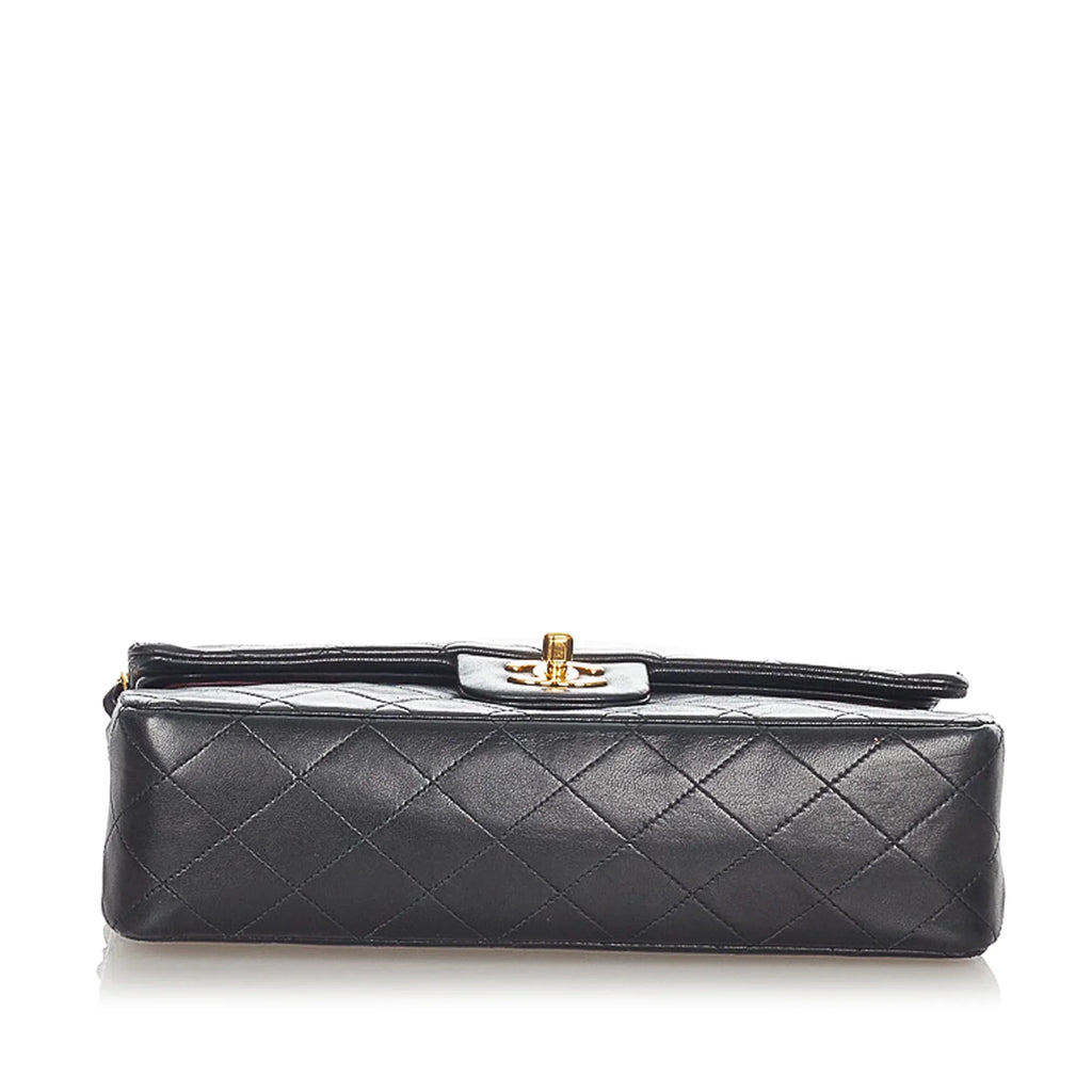 Classic Shoulder Lambskin Women Bag Pre-Owned (Good) Leather Double Black Small Bag Flap Chanel
