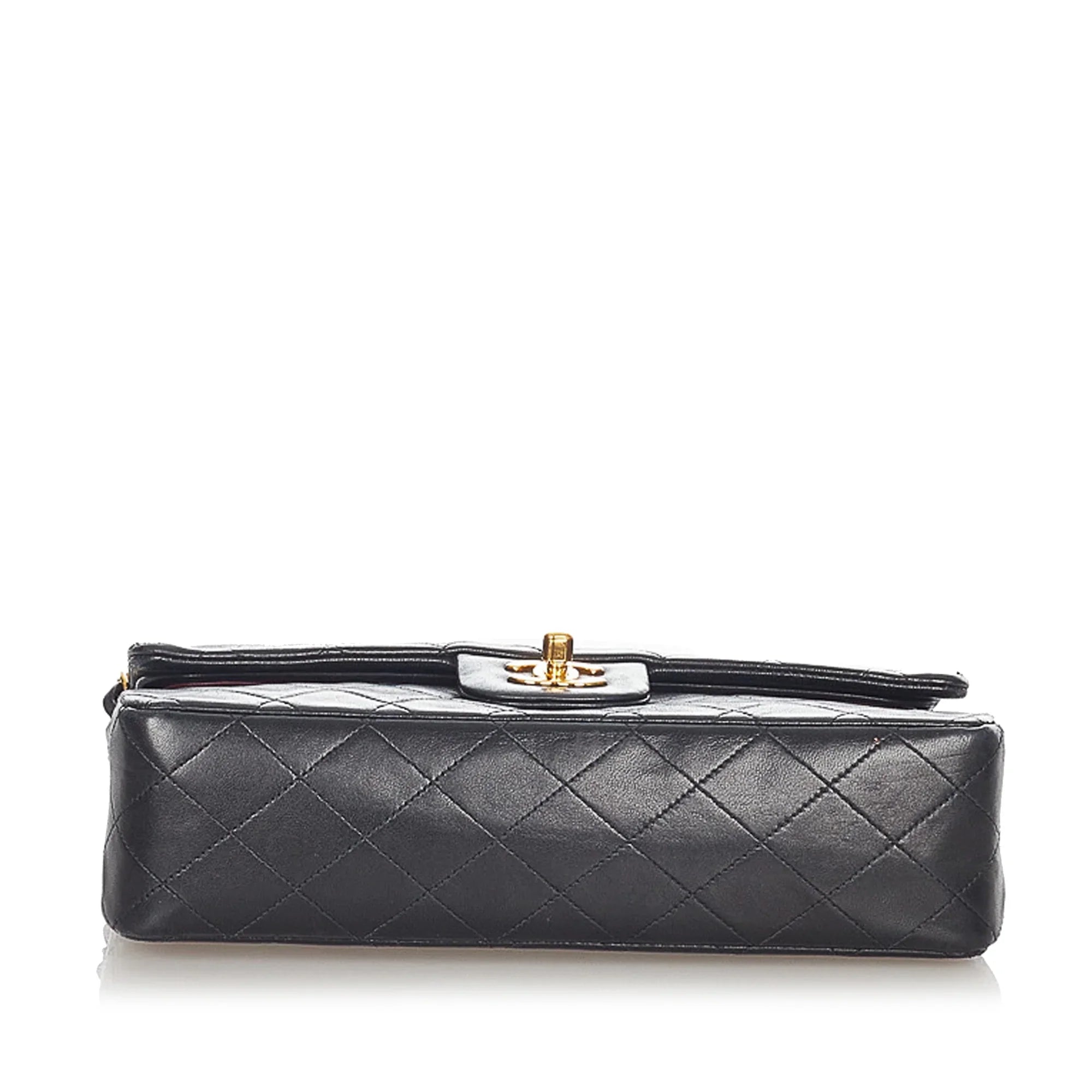 Classic Shoulder Lambskin Women Bag Pre-Owned (Good) Leather Double Black Small Bag Flap Chanel