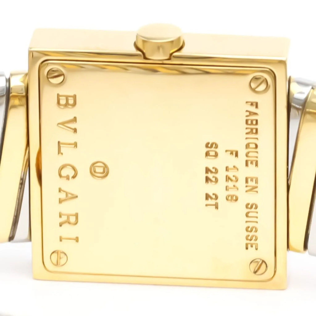 Quartz BF552142 (Good) BVLGARI Steel 18K Polished 2T Pre-Owned SQ22 Gold Watch Ladies Quadrato