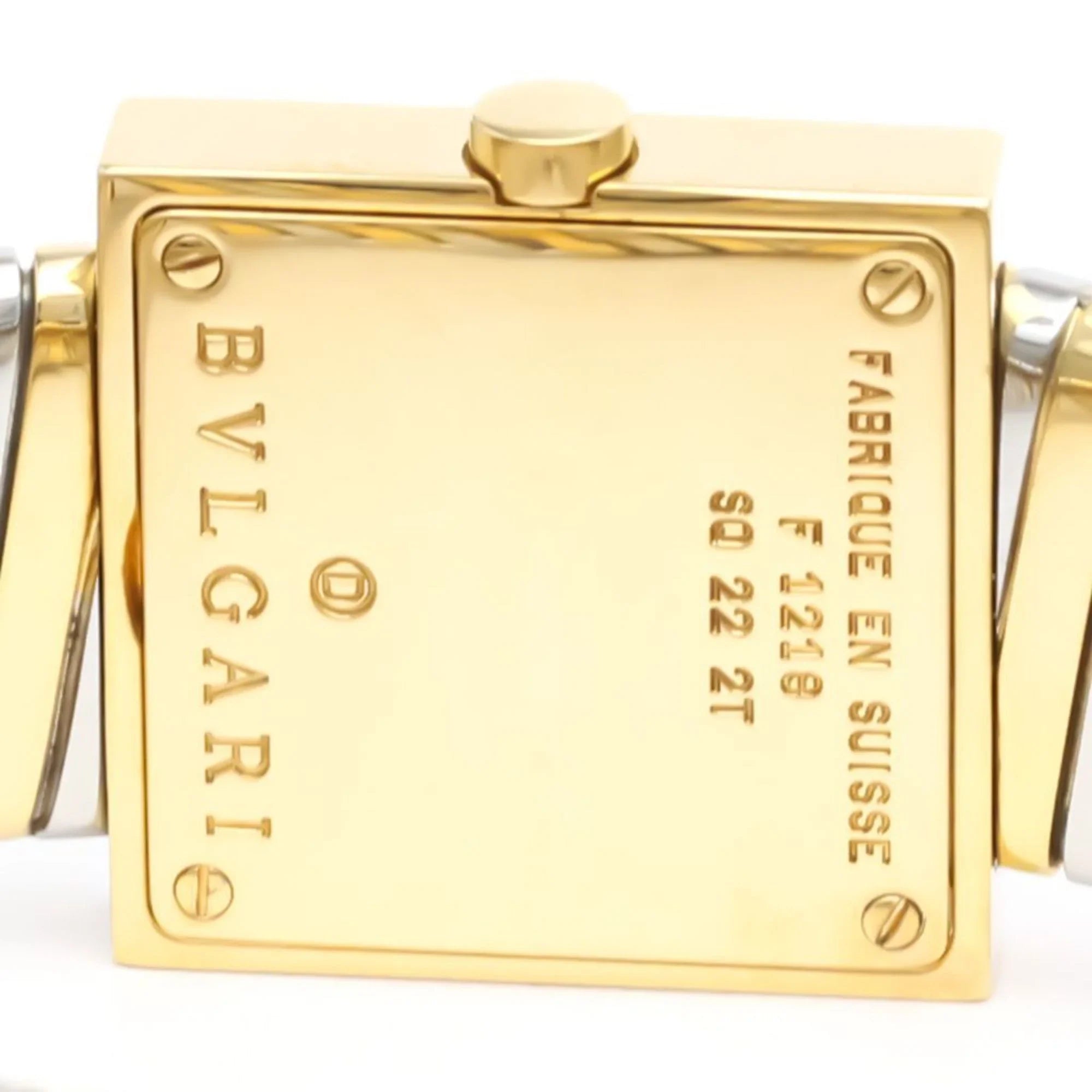 Quartz BF552142 (Good) BVLGARI Steel 18K Polished 2T Pre-Owned SQ22 Gold Watch Ladies Quadrato