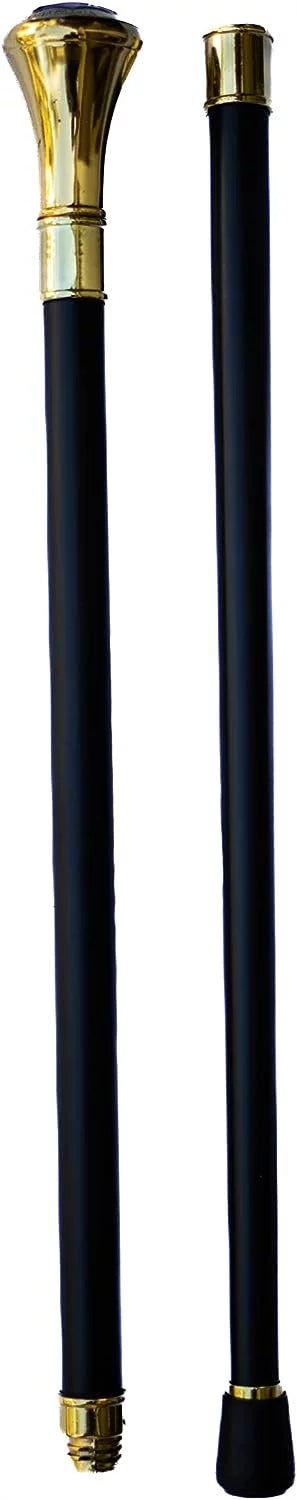 Metal Compass 37" 2-Tone Cane Handle, Cane Shaped & at of Ball Logo 2 Square The Shaft, with On Embossed Masonic Piece Dividable Rubber Base Alloy Top Handle, Walking High Tip