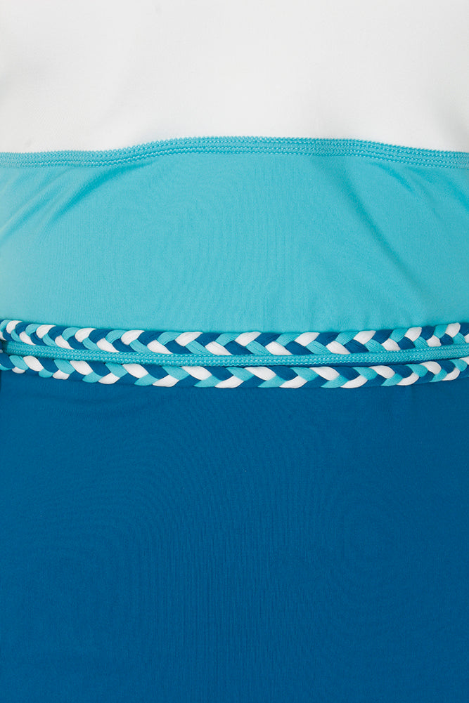 White Swimsuit Halter 10 Camuto Vince Blue Colorblocked One-Piece
