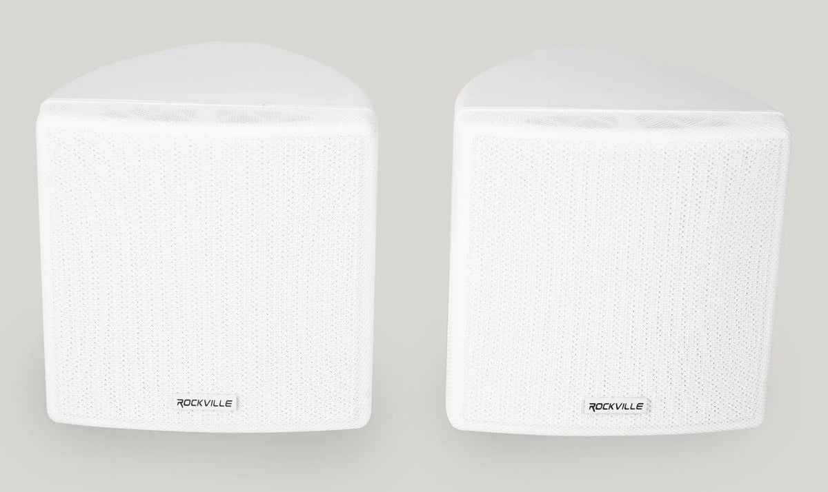 Kit Rockville Wall RPA40BT Speakers 4-Room White Audio Home Cube Receiver+(8)
