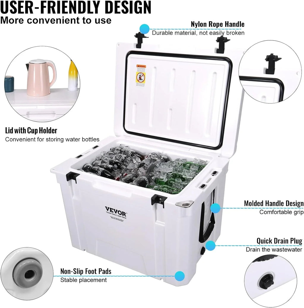 Cooler Keeps HAOFEI Travel, Chest Duty Hard Box Camping, Retention Lunch Ice to Handle, Ice with Insulated up Outdoor, Ice Rotomolded Cooler, 25/33/45/65 for Portable qt, 6 Days Heavy for