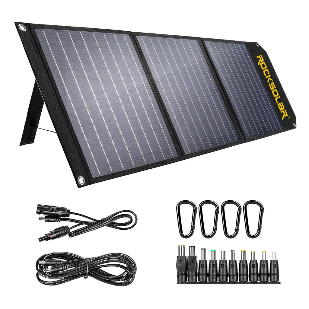 Solar 60W Generator with Portable Foldable Panel Utility 300W Kit Station Power ROCKSOLAR
