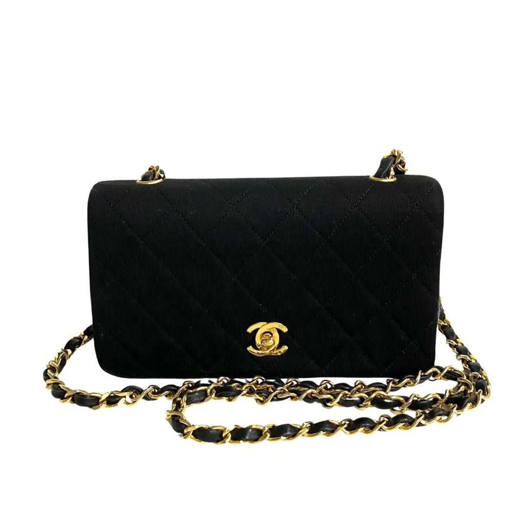 Shoulder CHANEL Bag Cotton Turnlock Flap Chain Pre-Owned Lambskin (Good) Black 73960 Full Matelasse