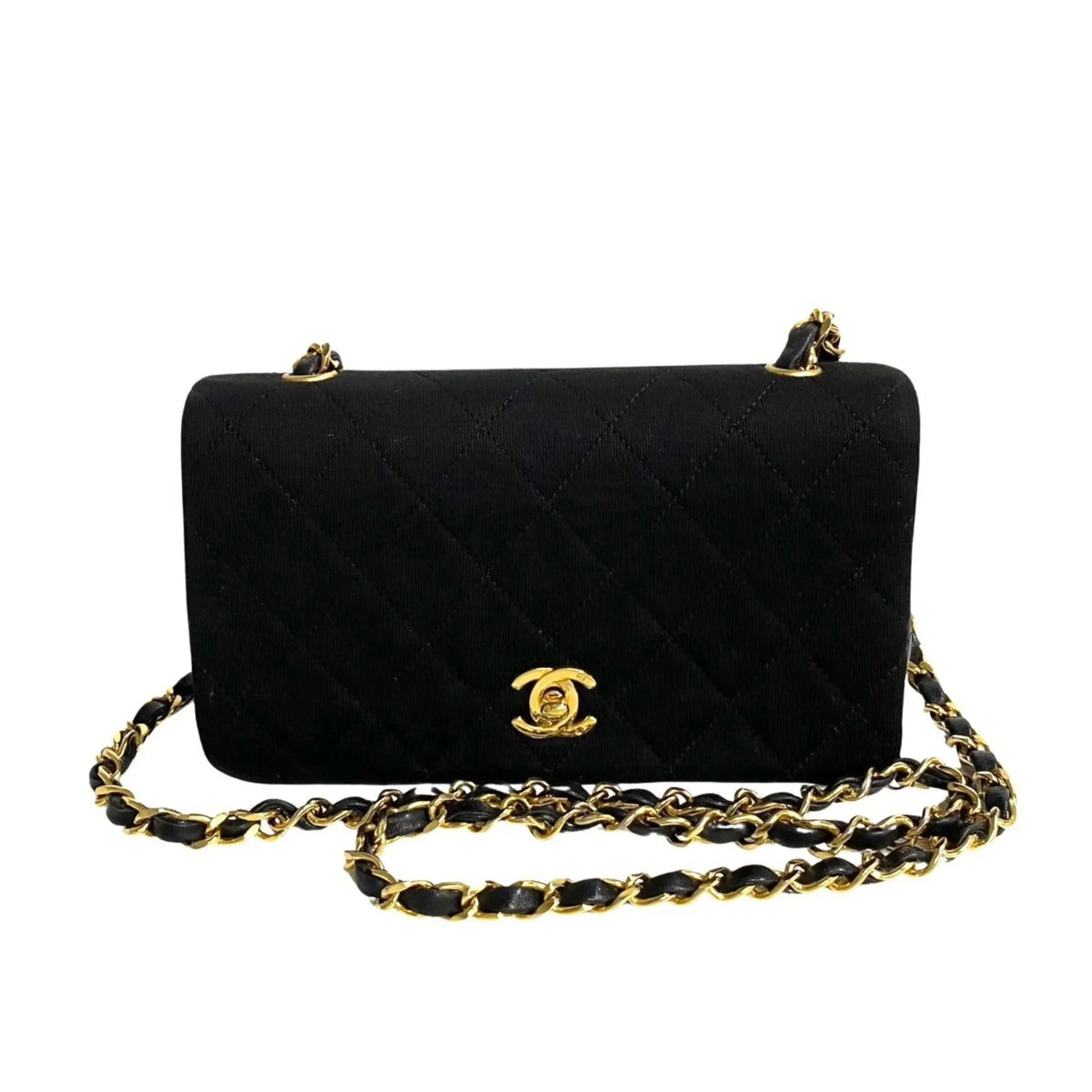 Shoulder CHANEL Bag Cotton Turnlock Flap Chain Pre-Owned Lambskin (Good) Black 73960 Full Matelasse