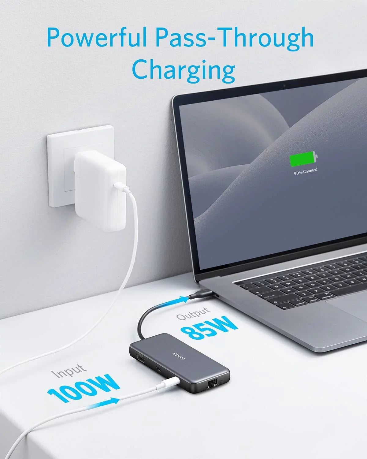 Delivery,4K Adapter Port,SD with USB HDMI,Ethernet Power Card 100W 8-in-1 60Hz Anker Reader Hub C