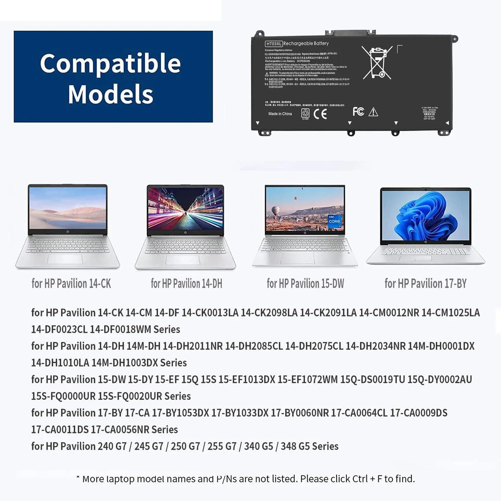 Pavilion 14-CE G7 15-CS 240 Laptop y 41.7Wh 14-CK0061ST L11119-855 14-CK HT03XL HP 245 14-DQ 14-CK0001LA for