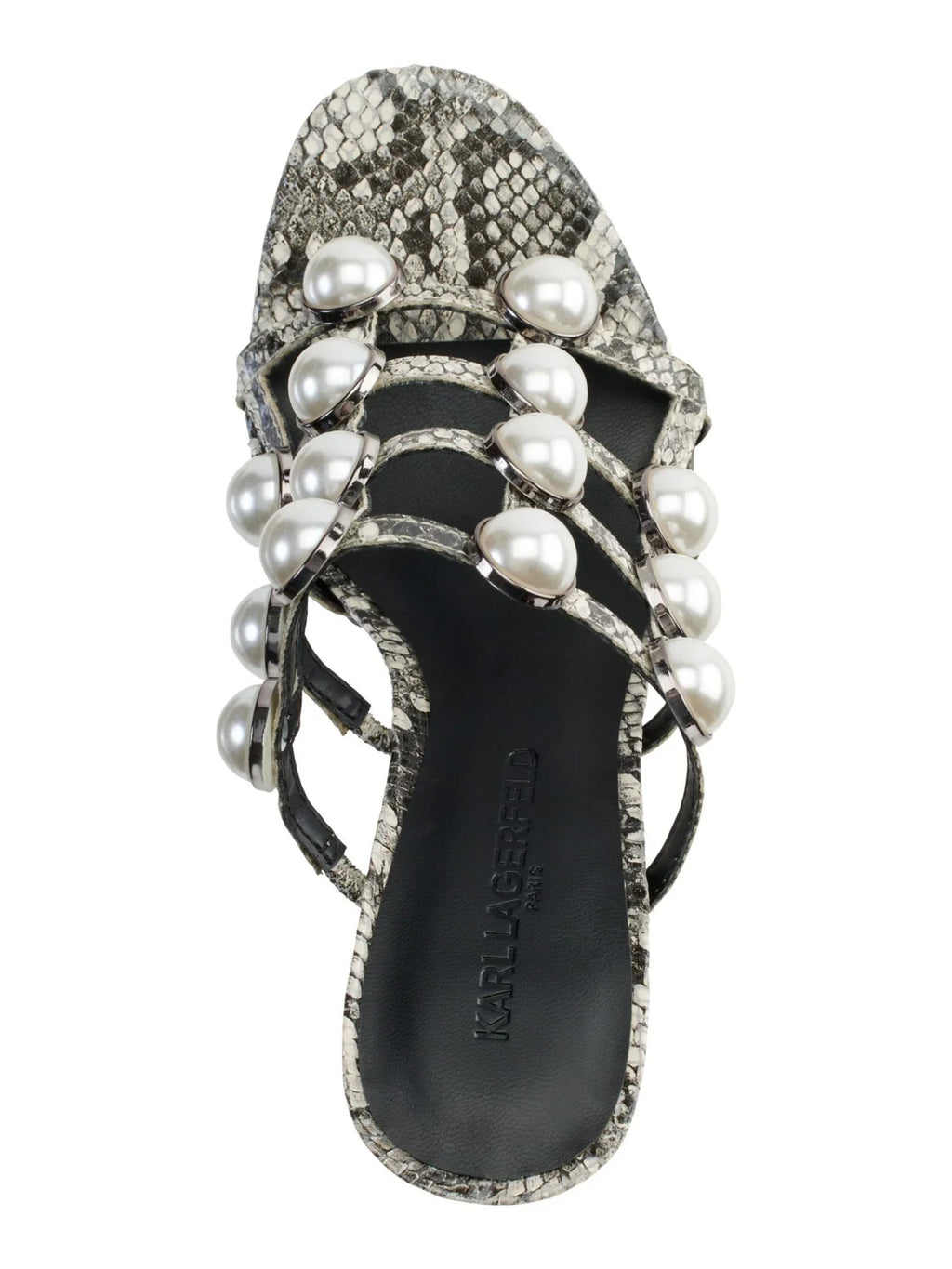 Dress Round Cone 1" Black On M KARL 9 LAGERFELD Womens Heel PARIS Heeled Slip Addica Toe Sandal Snakeskin Platform Embellished