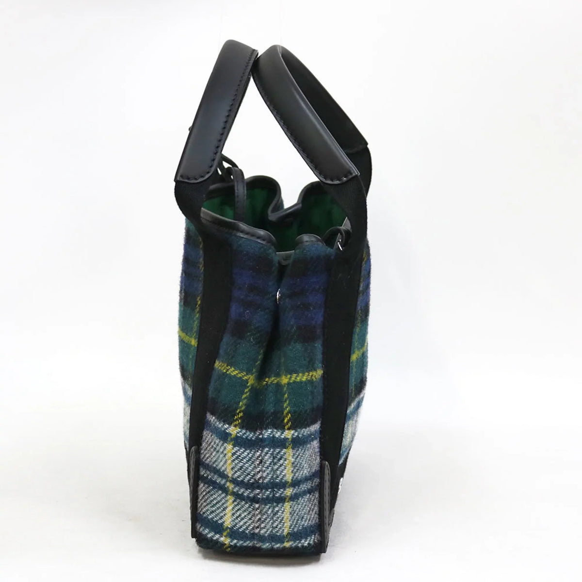 Navy Small Balenciaga Men's Pre-Owned Cabas Women's Green Plaid (Fair) Handbag