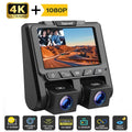 3" Dash Screen Loop G-Sensor and Dash Front Camera 4K Mode Cam Camera 4K+1080P Parking TOGUARD Recording LCD Car Inside