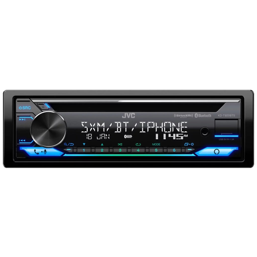 Select JVC DIN Stereo Single Player Motorcycles) CD KD-T920BTS (Fits Harley Bluetooth Radio Receiver Kit Davidson Touring USB Combo Bundle AUX Installation with AM/FM Single-DIN In-Dash 1998-2013