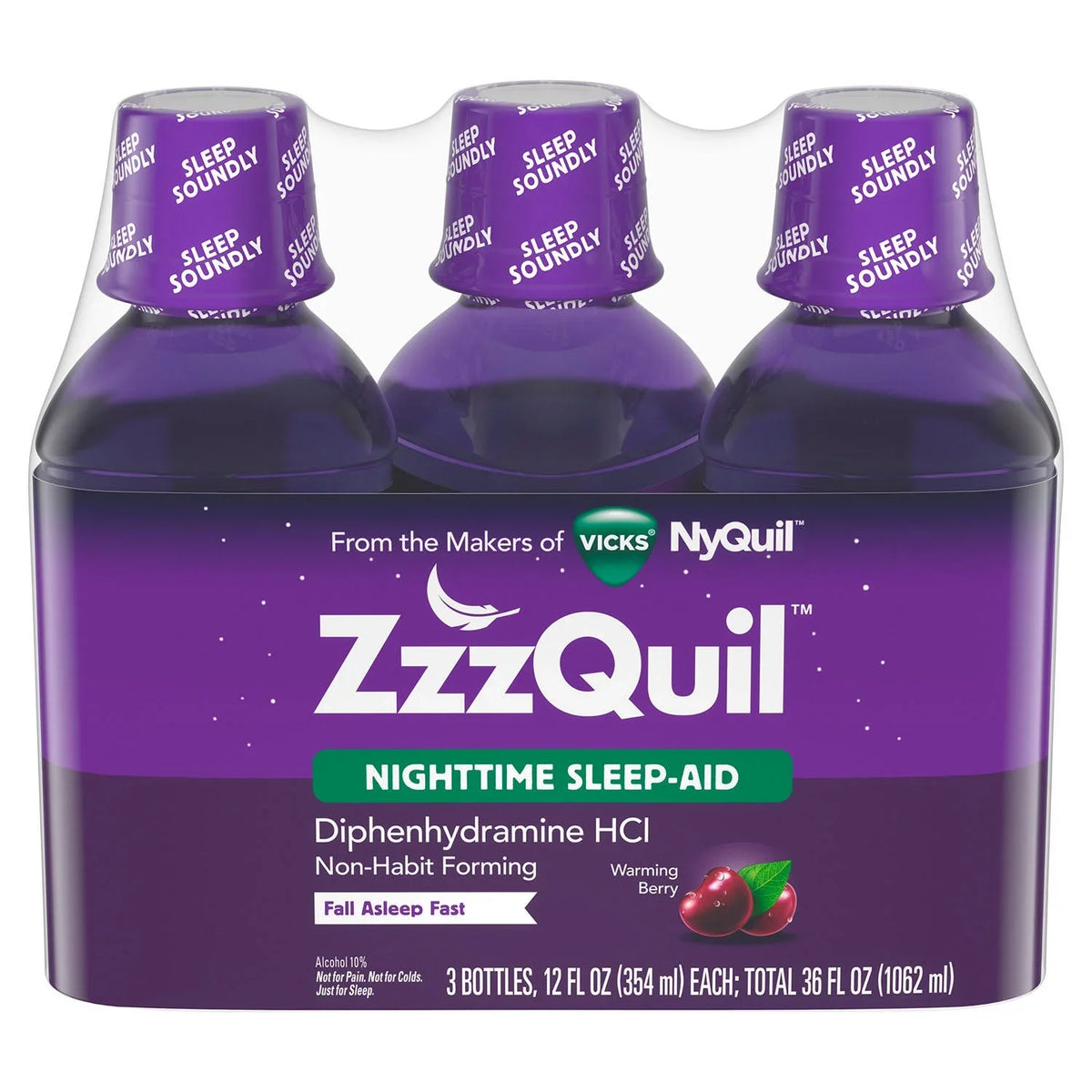 Flavor oz Pack ZzzQuil - Sleep-Aid 12 Warming Nighttime 3 Berry Liquid,