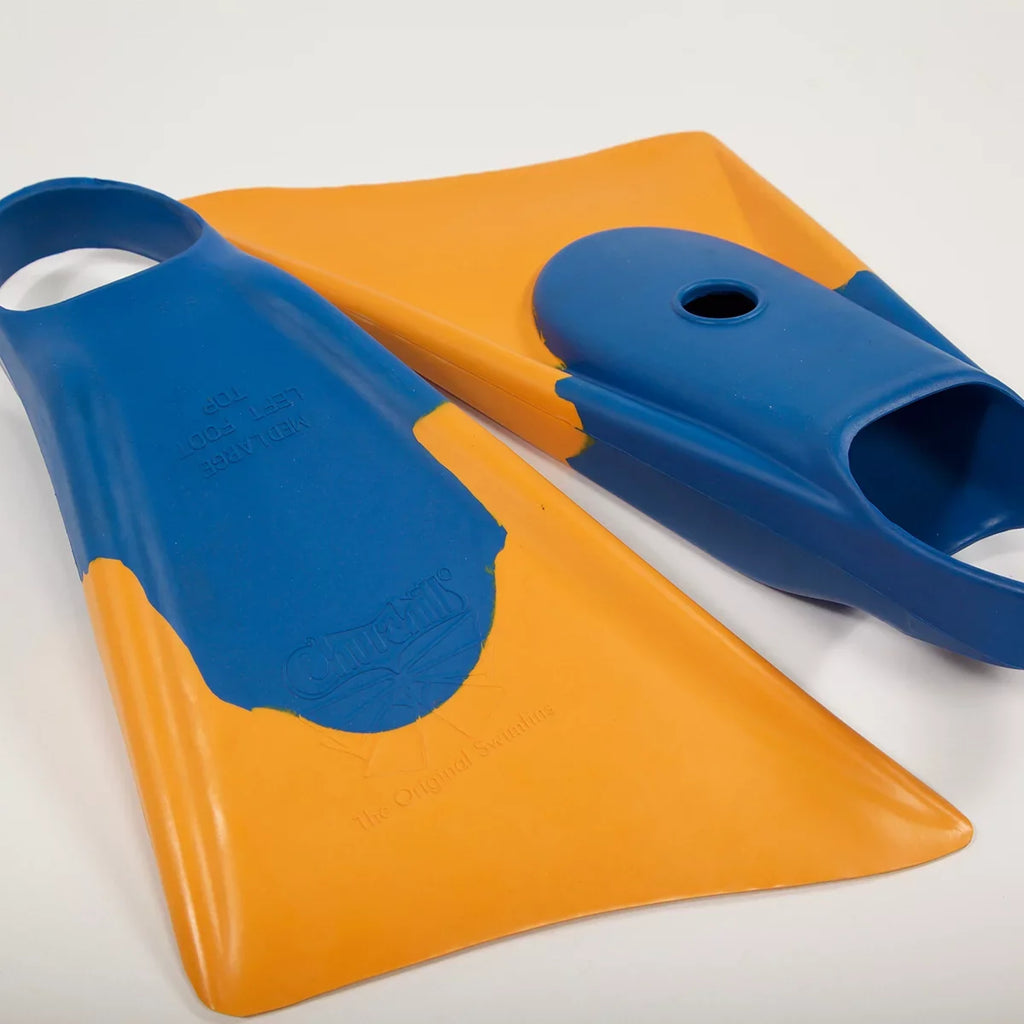 Makappuu Rubber Churchill Adult Blue/Orange, Floating Fins, Medium Swim Unisex