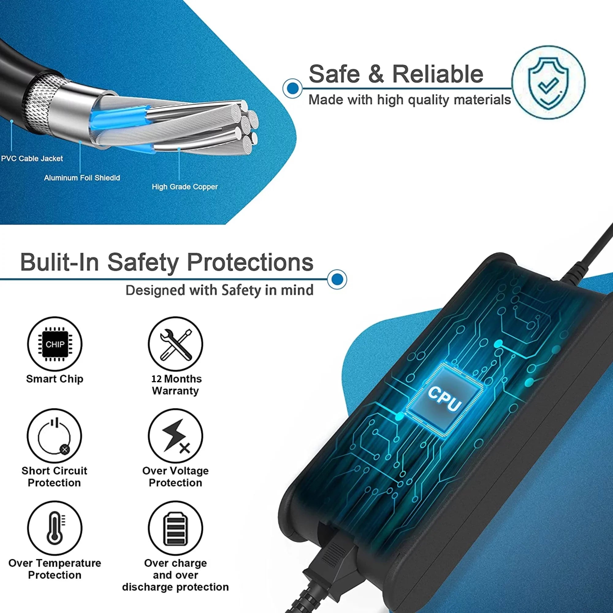 Compatible for Dell 90W AC KONKIN Charger Adapter Battery Replacement Power M20 BOO 19.5V ATG,E6500,Precision 1150,1501,6000,6400,6000D,8500,8600,D631,D800,100L,131L,XT,X300,E5400,E5500,E6400,E6400