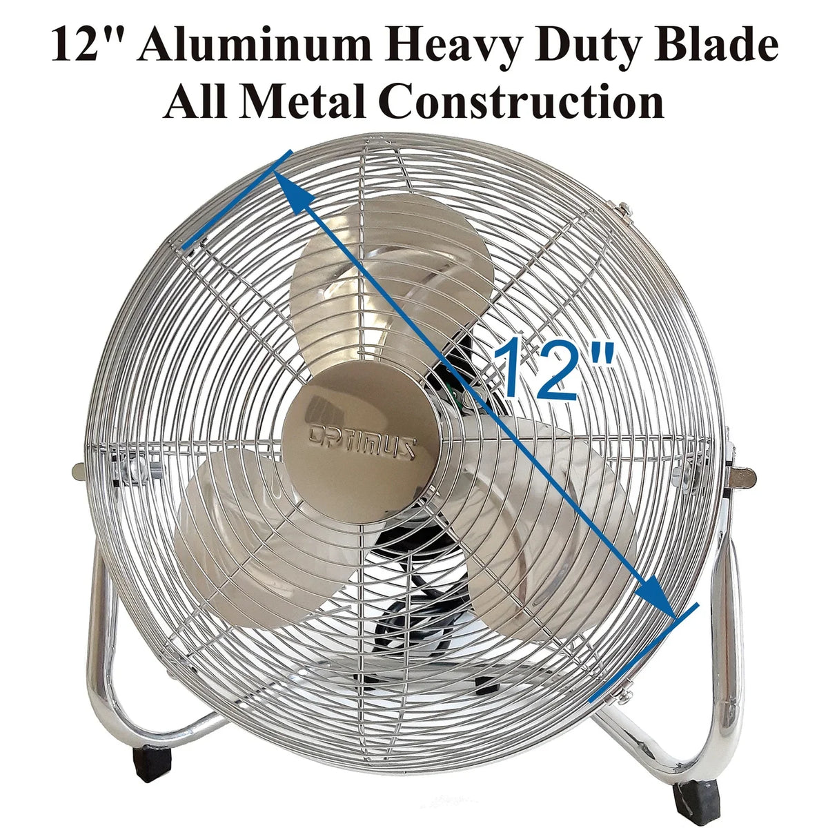 Fan, 12 Heavy 3 Industrial Aluminum Duty F-4122 Inch Chrome Optimus Speed