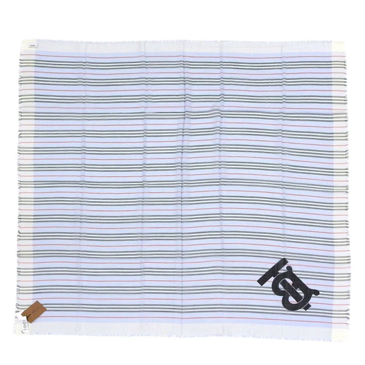 stripe New) silk Pre-Owned (Like blue Burberry 80173691 BURBERRY scarf light wool border