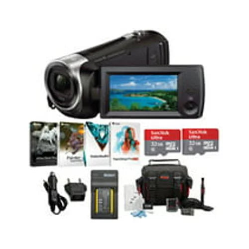 Two Camcorder and Sony Handycam Bundle HDR-CX405 32GB Cards Battery with Li-ion