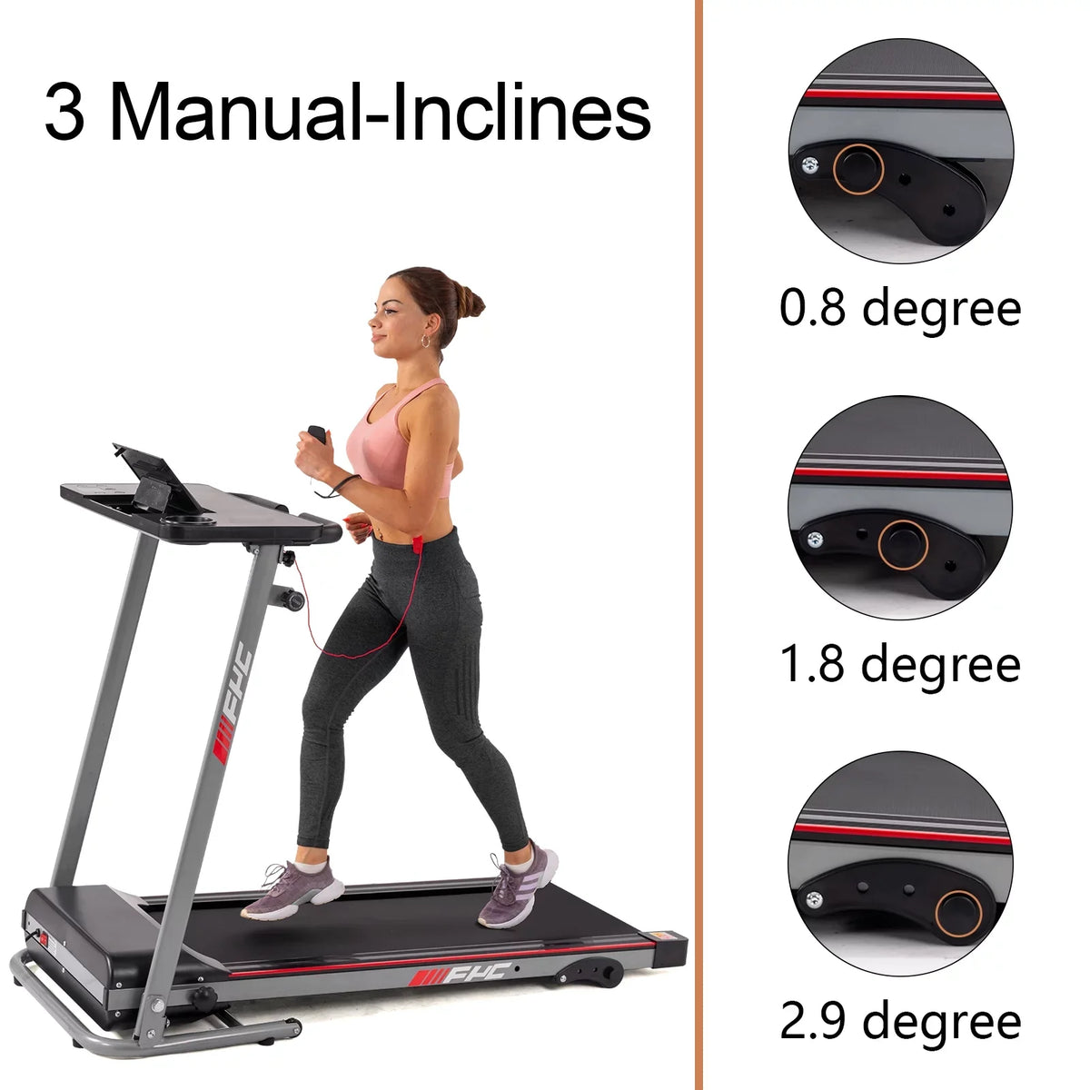 Walking for Machine Running Portable Foldable CoSoTower - Capacity with Desk Running Treadmill Folding Compact Spaces for 2.5HP Electric and Workout, Treadmill 265LBS Home Small for Weight