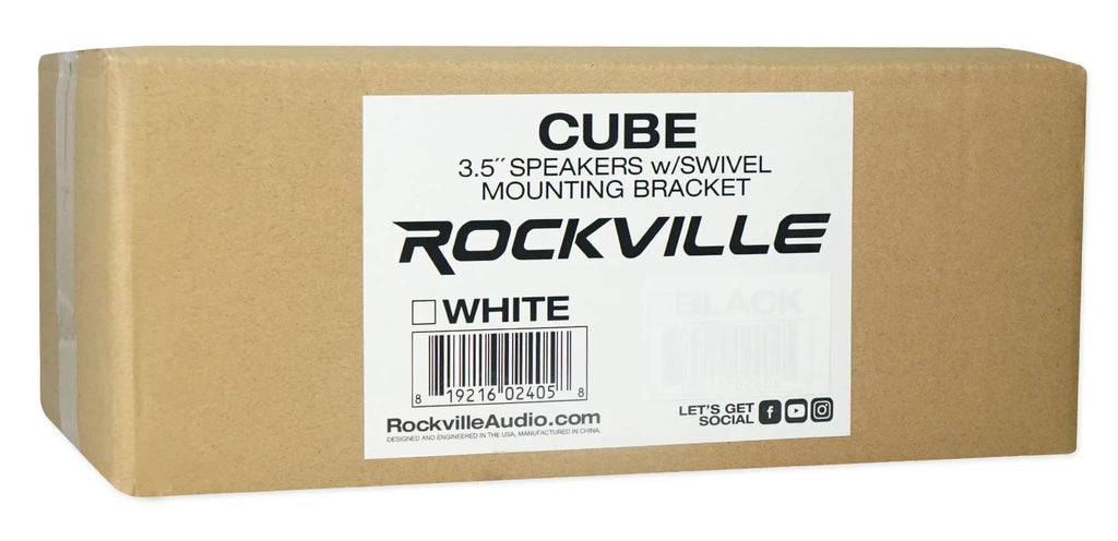 Kit Rockville Wall RPA40BT Speakers 4-Room White Audio Home Cube Receiver+(8)