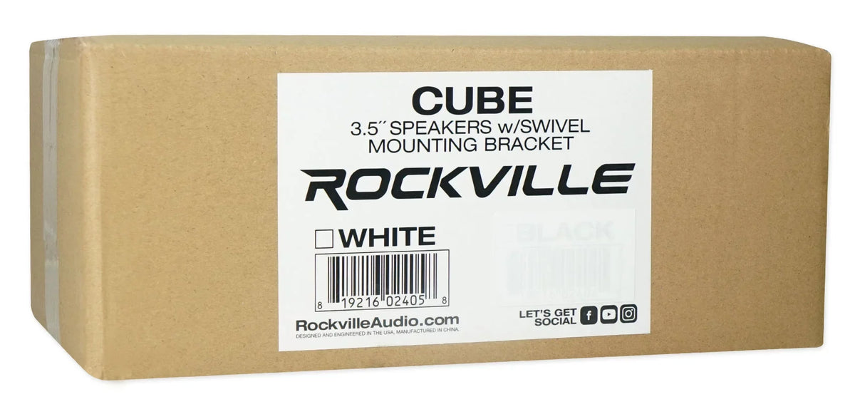 Kit Rockville Wall RPA40BT Speakers 4-Room White Audio Home Cube Receiver+(8)