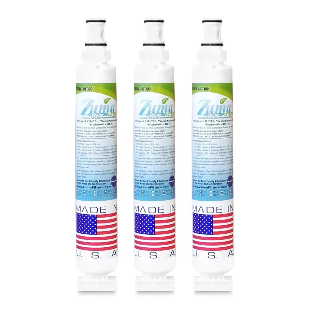 Water and Whirlpool® - Pack , - , Made 3 Filter , Brand OPFW3-RF300 U.S.A. Model Compatible # ZUMA with 6701 Ice in