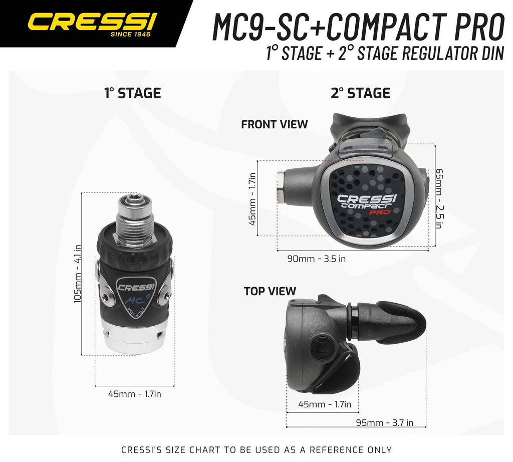Compact Travelers and Scuba - Stage Diaphram Pro: Ideal MC9-SC/Compact Italy Hyperbalanced for Stage, - in Cressi Made Regulator Beginners 1st 2nd Diving
