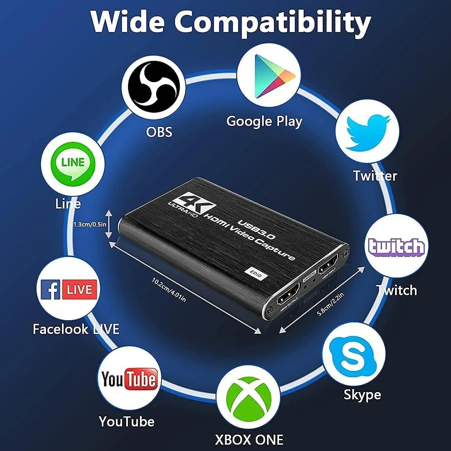 , Capture Works Capture 3.0 60FPS for Streaming Recording, Card, Live,Support for 1080P Audio Adapter 4K Video X-Box/OBS/Camera/PC Game Card, Device Recorder Video Capture USB