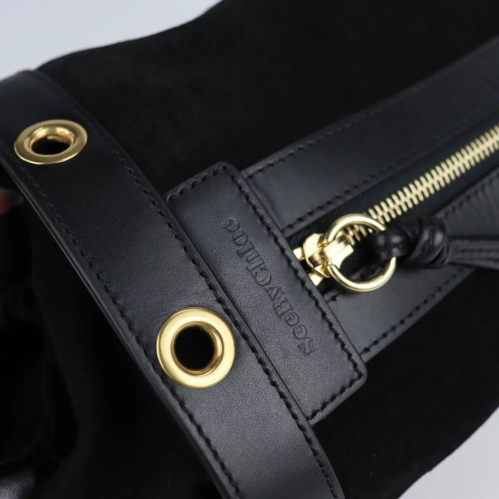 leather fittings Chloé sea Pre-Owned CHLOE by suede by handbag BY shoulder See Debbie 2WAY Chloe black SEE metal (Good) tote gold bag