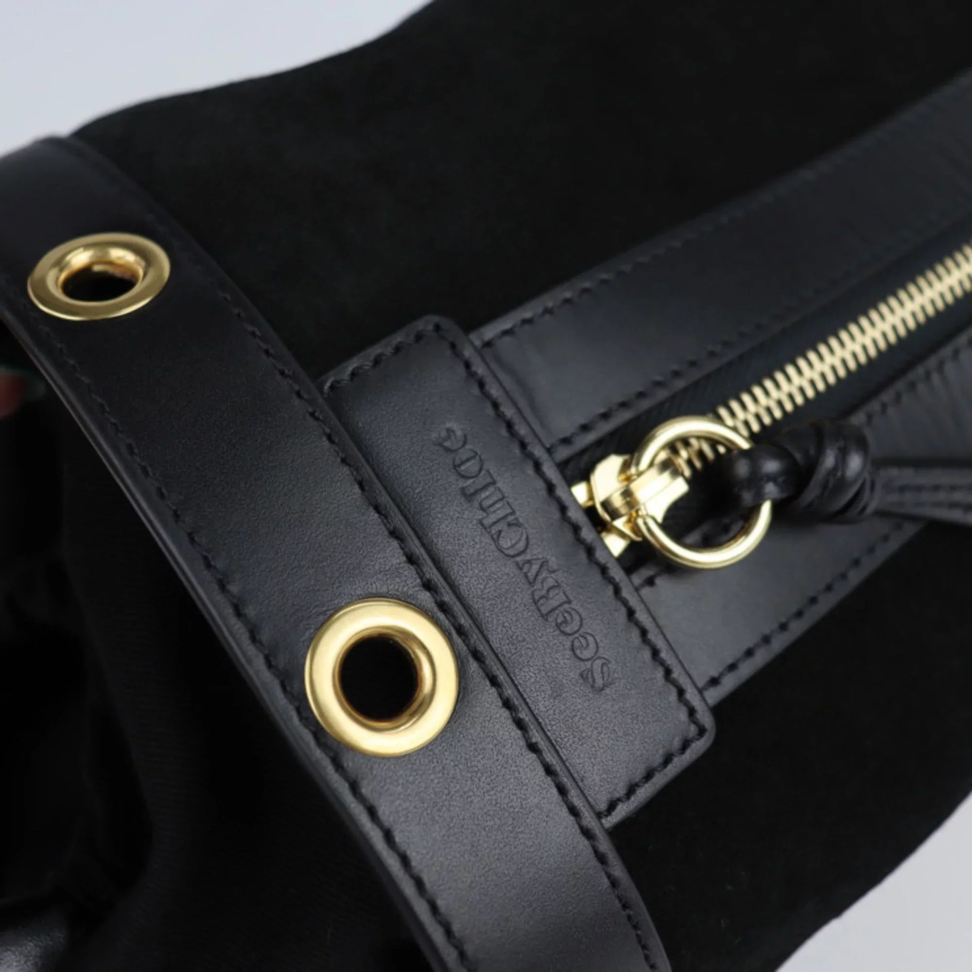 leather fittings Chloé sea Pre-Owned CHLOE by suede by handbag BY shoulder See Debbie 2WAY Chloe black SEE metal (Good) tote gold bag