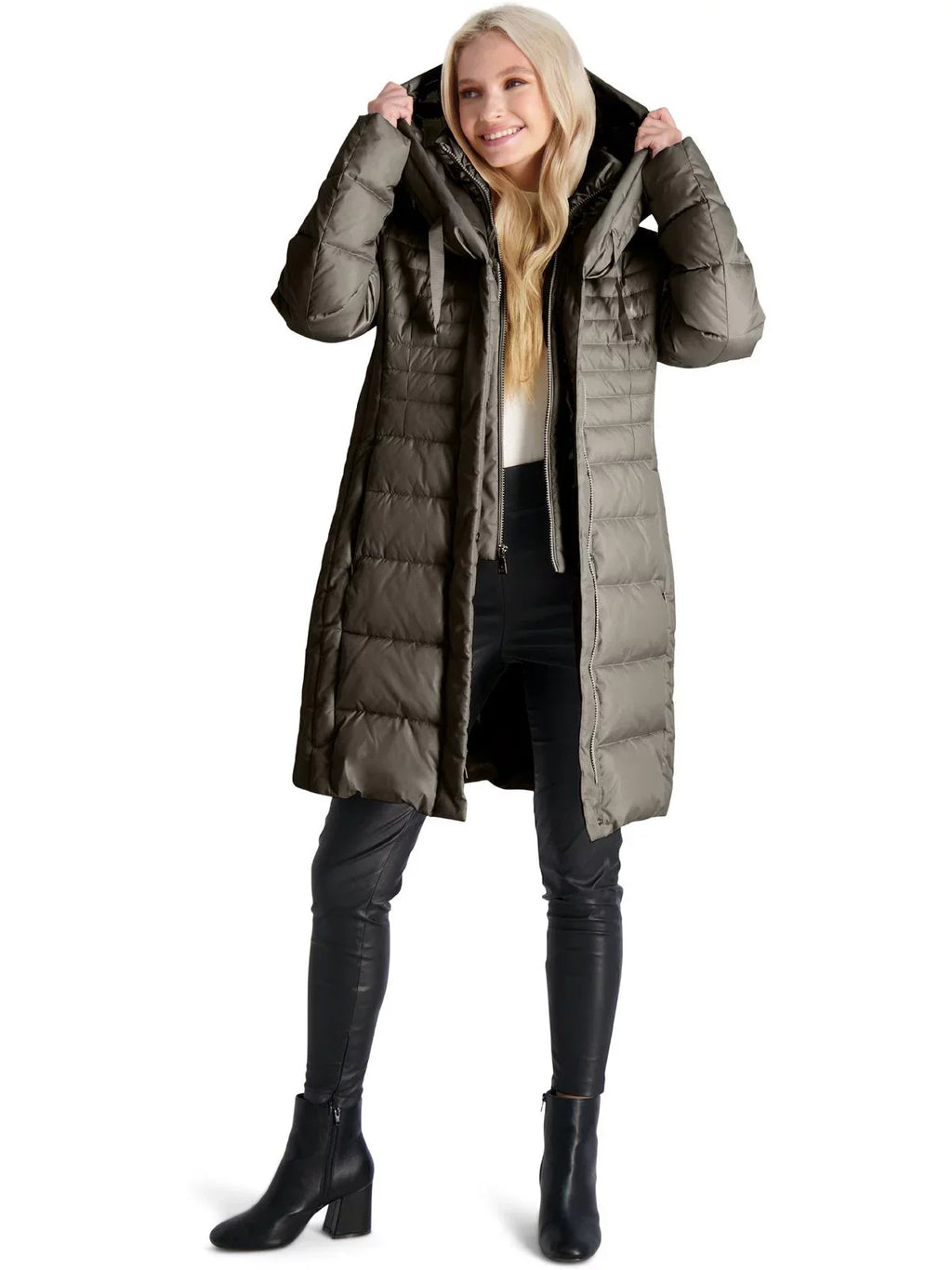 Coat Winter Tahari with Bib for Fitted Casey Coat Women-Quilted Puffer