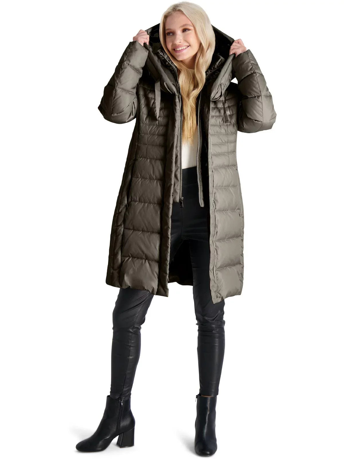 Coat Winter Tahari with Bib for Fitted Casey Coat Women-Quilted Puffer