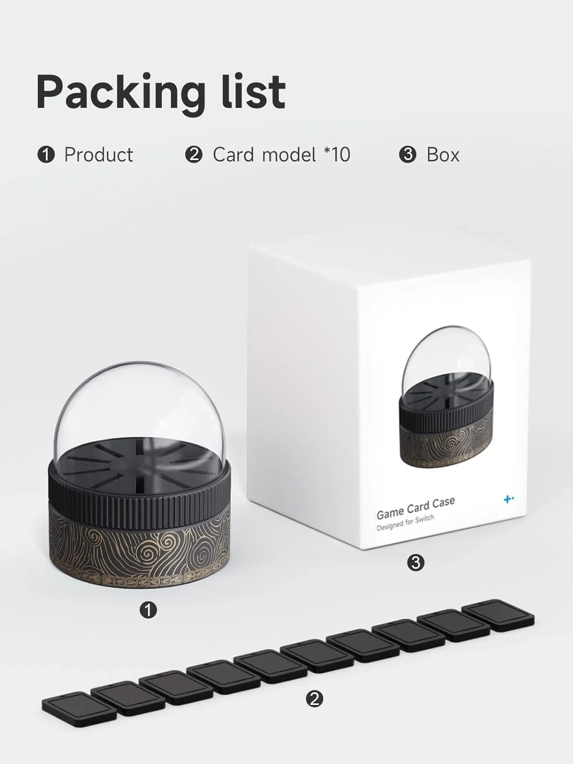 Black Card Storage 10 Switch, Rotating Case Case Vita, Game Slots, PS Nintendo with Game for Card