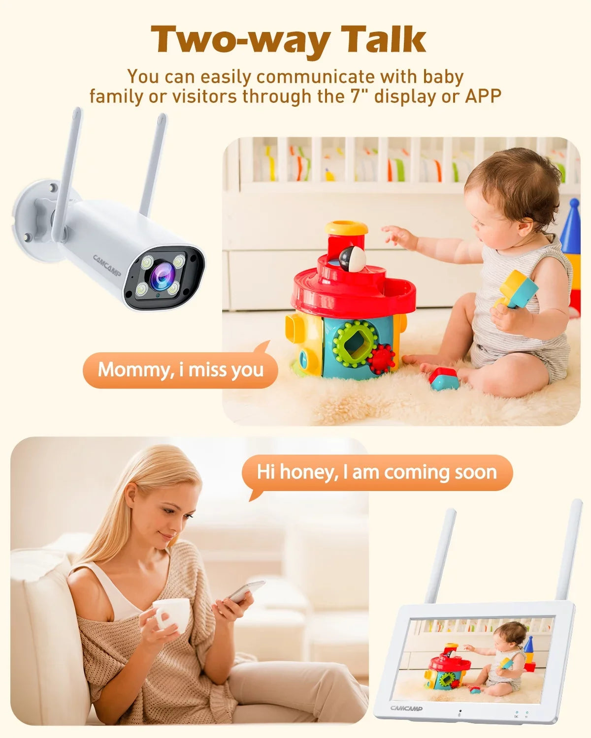 SC27 System Toguard 2K/3MP Monitor WiFi Surveillance Wireless Connector Outdoor Camera Bullet CCTV 7" Camera with Security