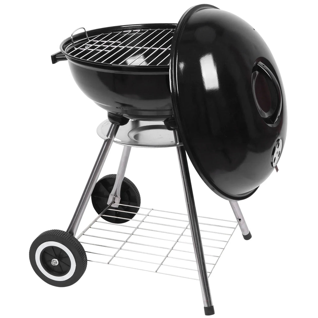 Grill on Wheels, Storage Grate Cooking Steel Outdoor w/ 18 Charcoal Grill with Grill Area, inch Camping BBQ