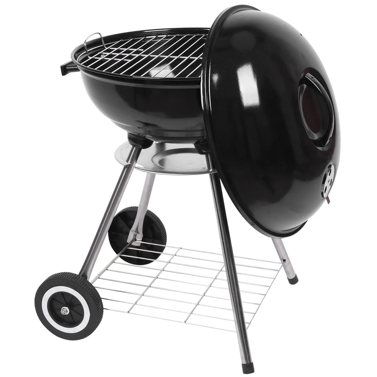 Grill on Wheels, Storage Grate Cooking Steel Outdoor w/ 18 Charcoal Grill with Grill Area, inch Camping BBQ