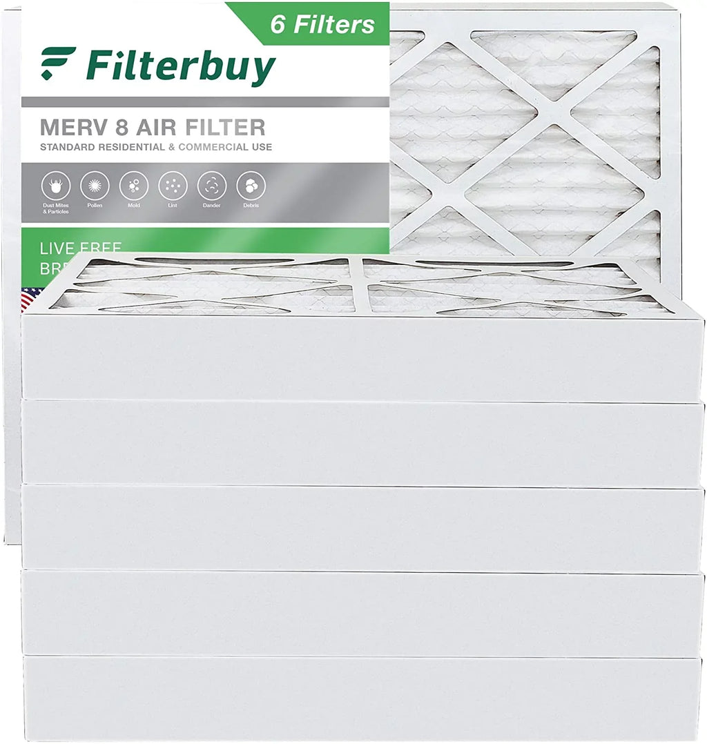 Filters MERV Filterbuy HVAC 8 (6-Pack) Pleated Air 20x25x4 Furnace AC