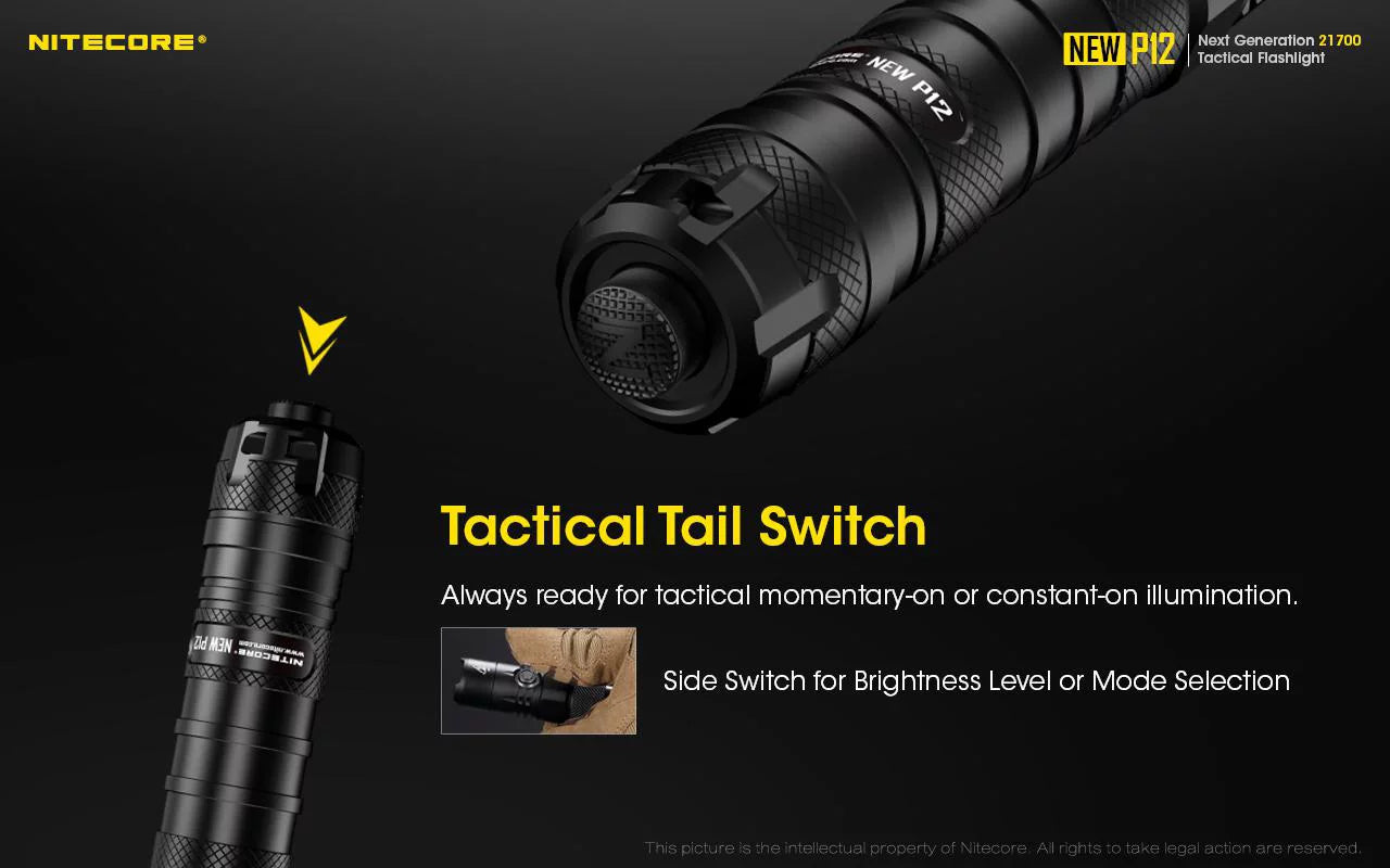 Nitecore and Switch Lumens Version Flashlight New Cord, USB RSW3 1200 Offset P12 - LED w/NL2150HPR Mount Pressure Battery,
