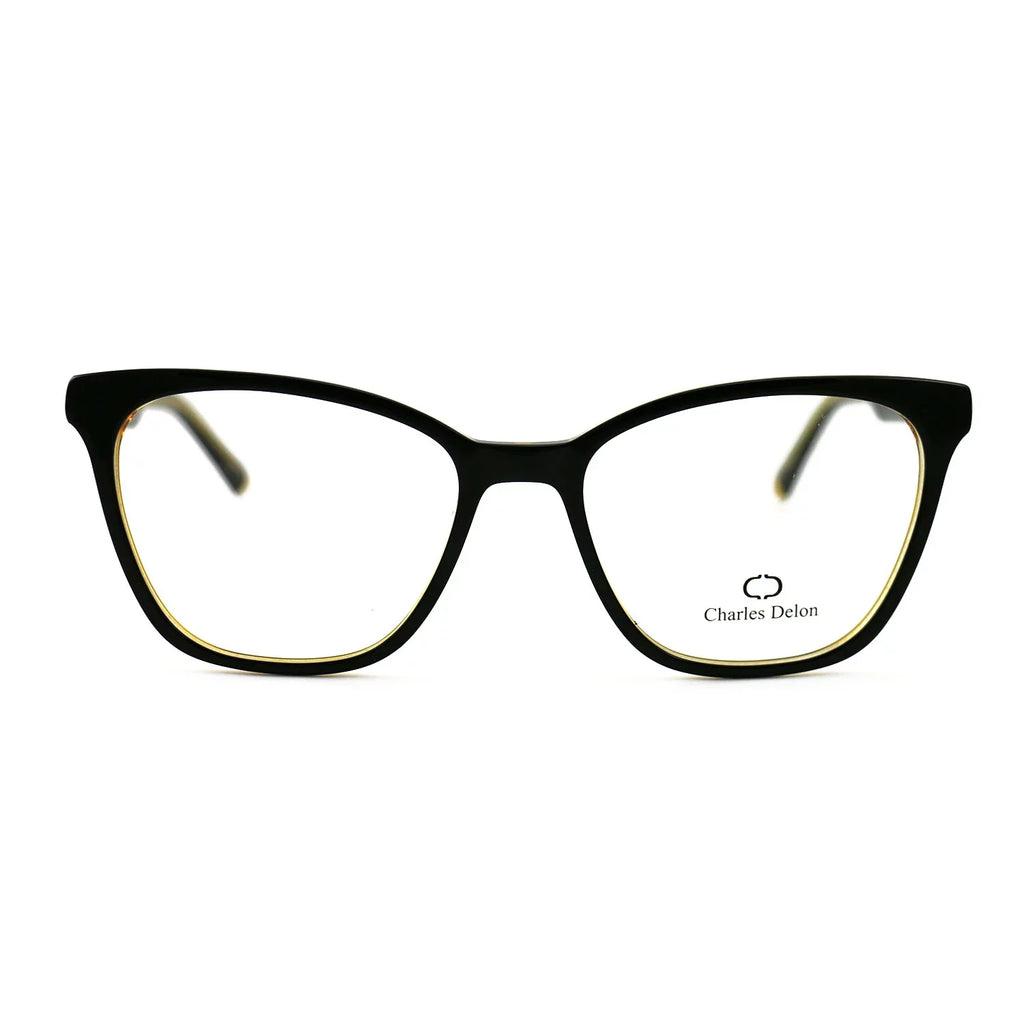 Eyeglasses Womens 142 Delon Eye Charles 18 Black/Gold Frames by 54 Cat
