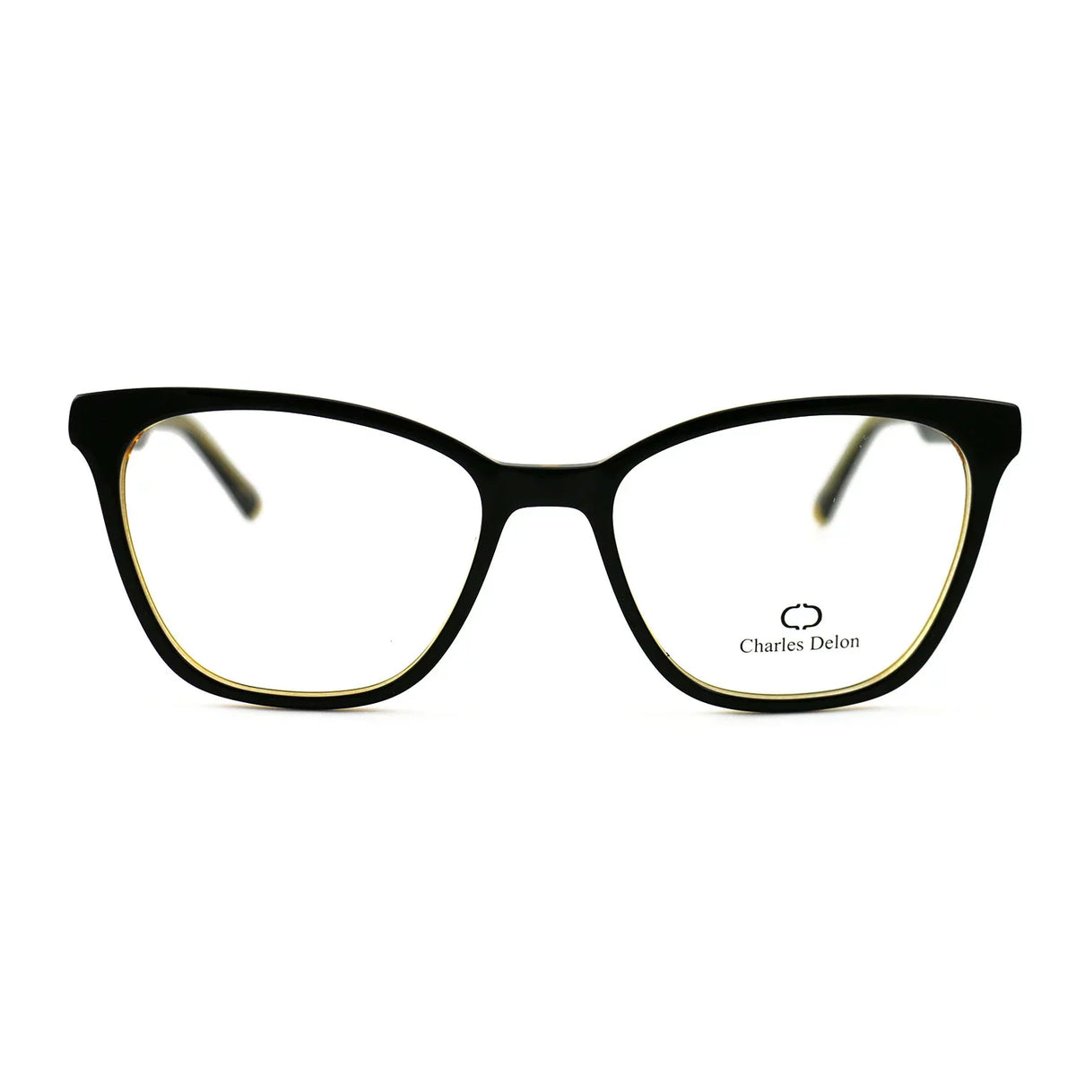 Eyeglasses Womens 142 Delon Eye Charles 18 Black/Gold Frames by 54 Cat