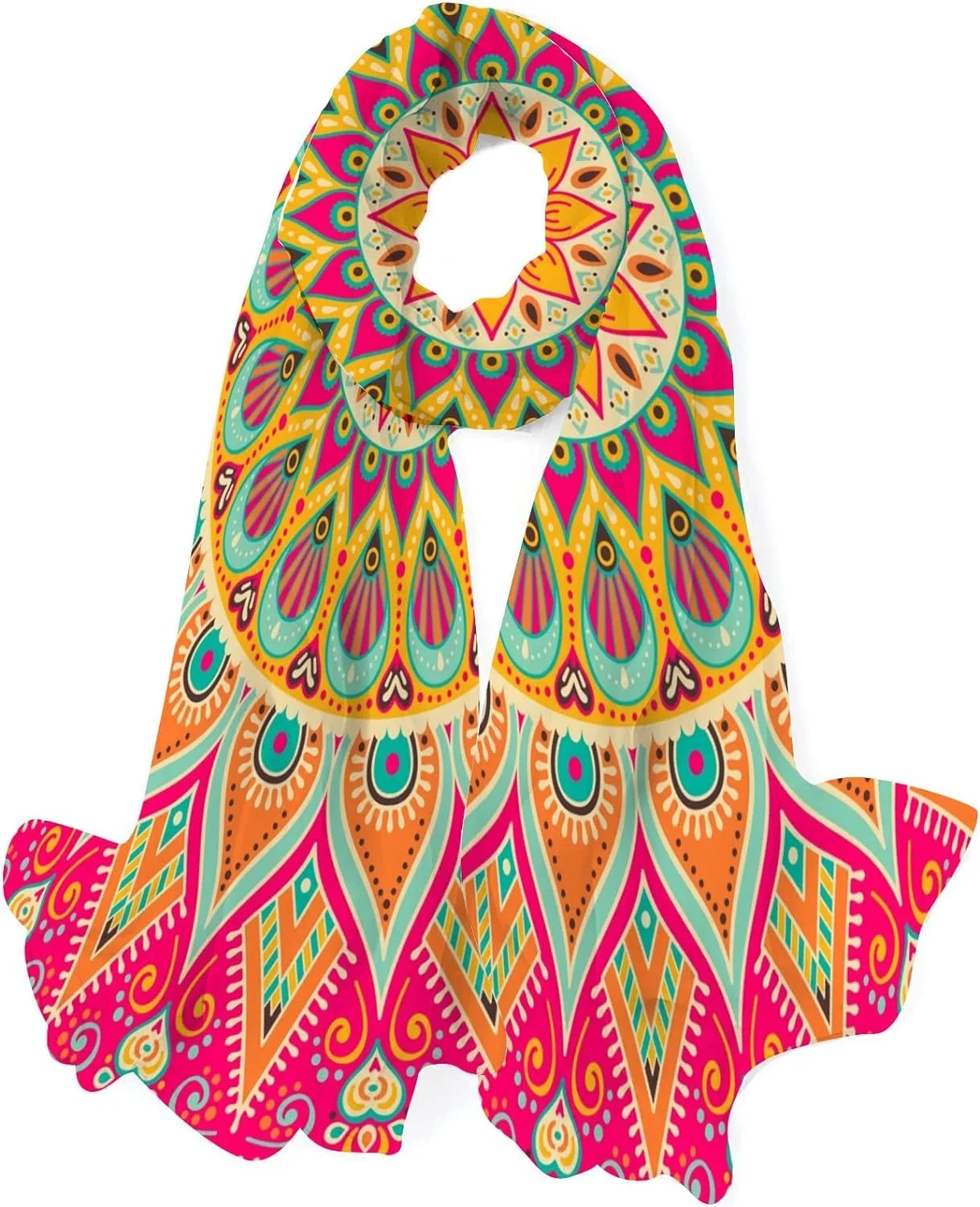 Scarves Floral Neck for Mandala Wrap Scarf Girls Long Hyjoy Shawl Silk Women Lightweight